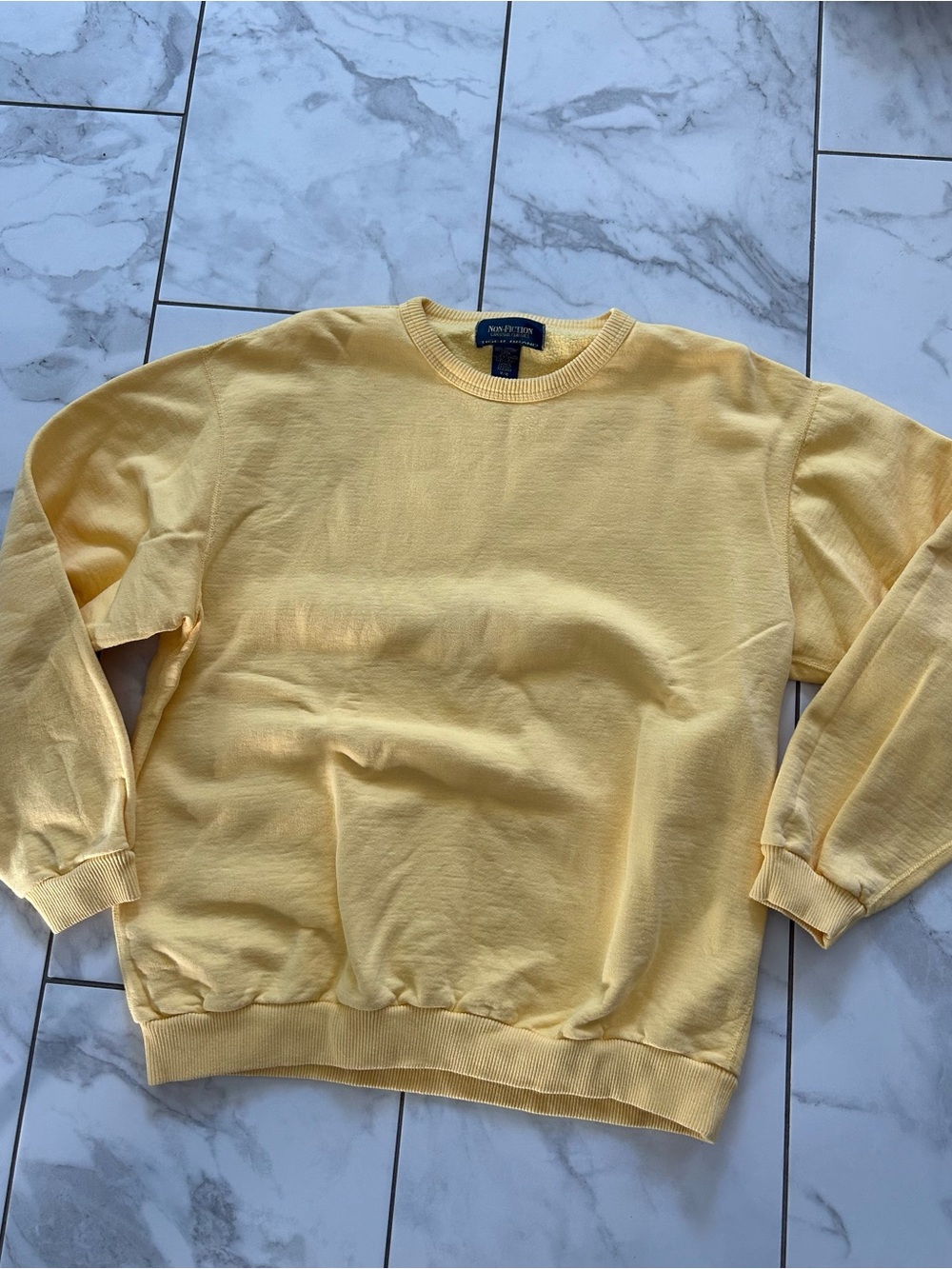 Vintage Non Fiction Pastel Yellow Heavyweight Crewneck Sweatshirt